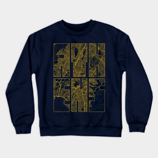 Athens, Greece City Map Typography - Gold Art Deco Crewneck Sweatshirt